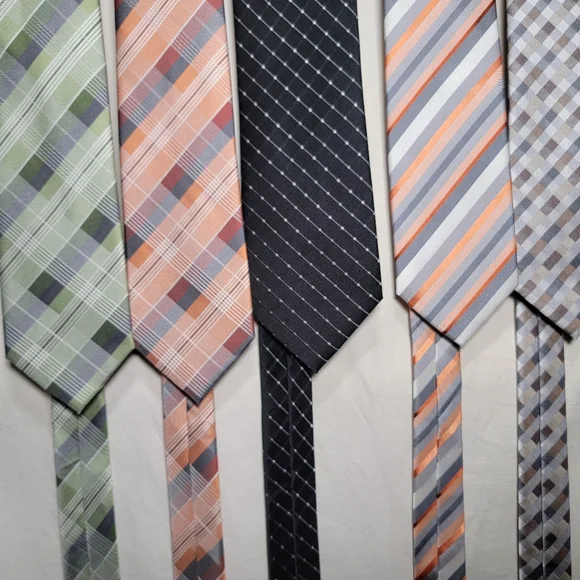 5 Geoffrey Beene ties black silver green brown tan in combos and styles